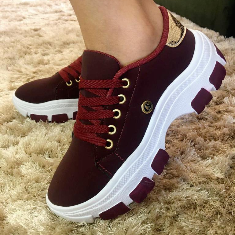 Tênis Feminino Plataforma Casual Leve Confortável Casual Envio Imediato