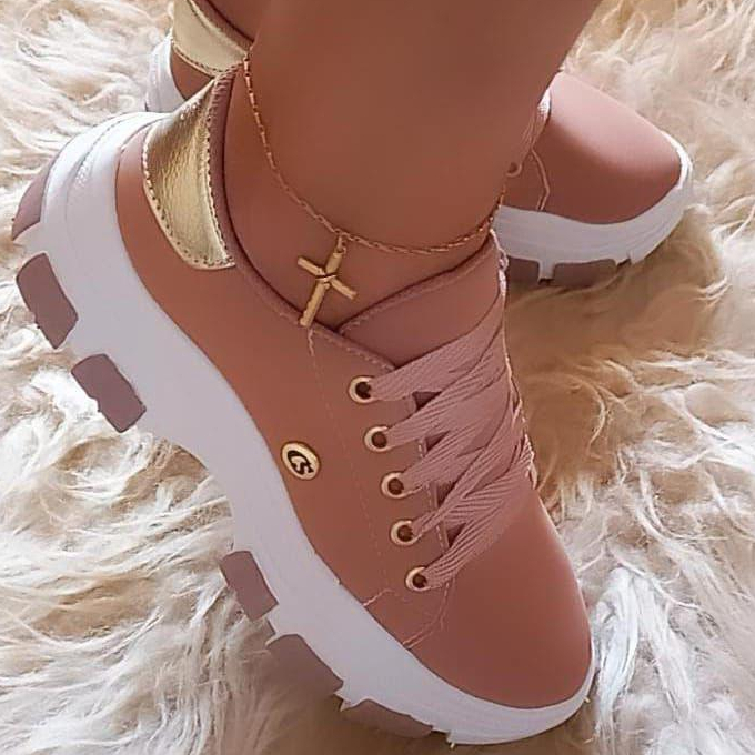 Tênis Feminino Plataforma Casual Leve Confortável Casual Envio Imediato
