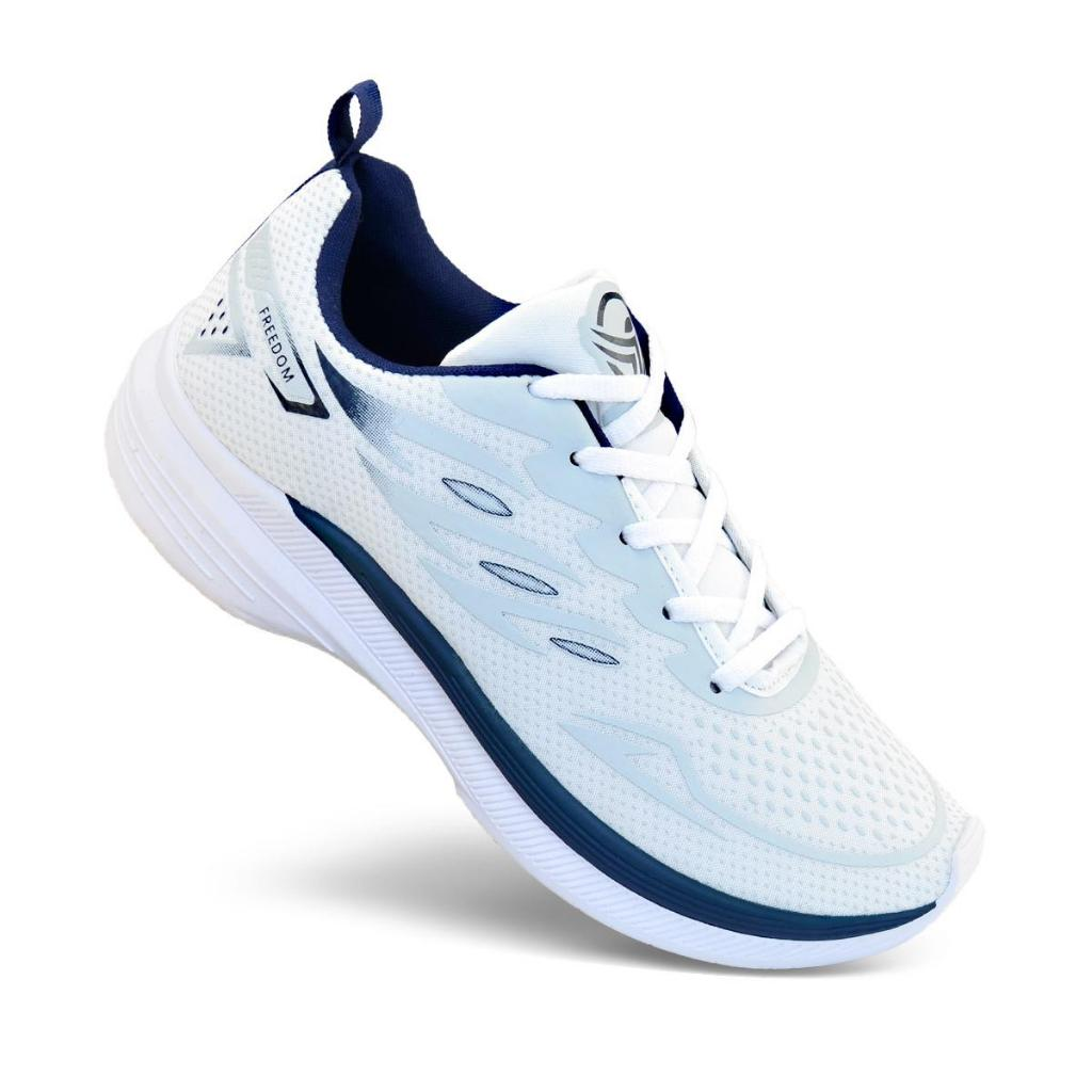 Tenis Masculino Escolar Academia Original FREEDOM Corrida Caminhada Lançamento BRANCO e AZUL