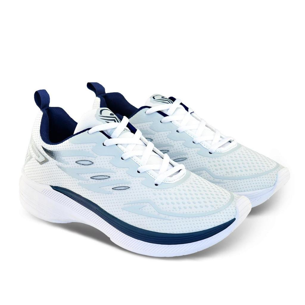Tenis Masculino Escolar Academia Original FREEDOM Corrida Caminhada Lançamento BRANCO e AZUL