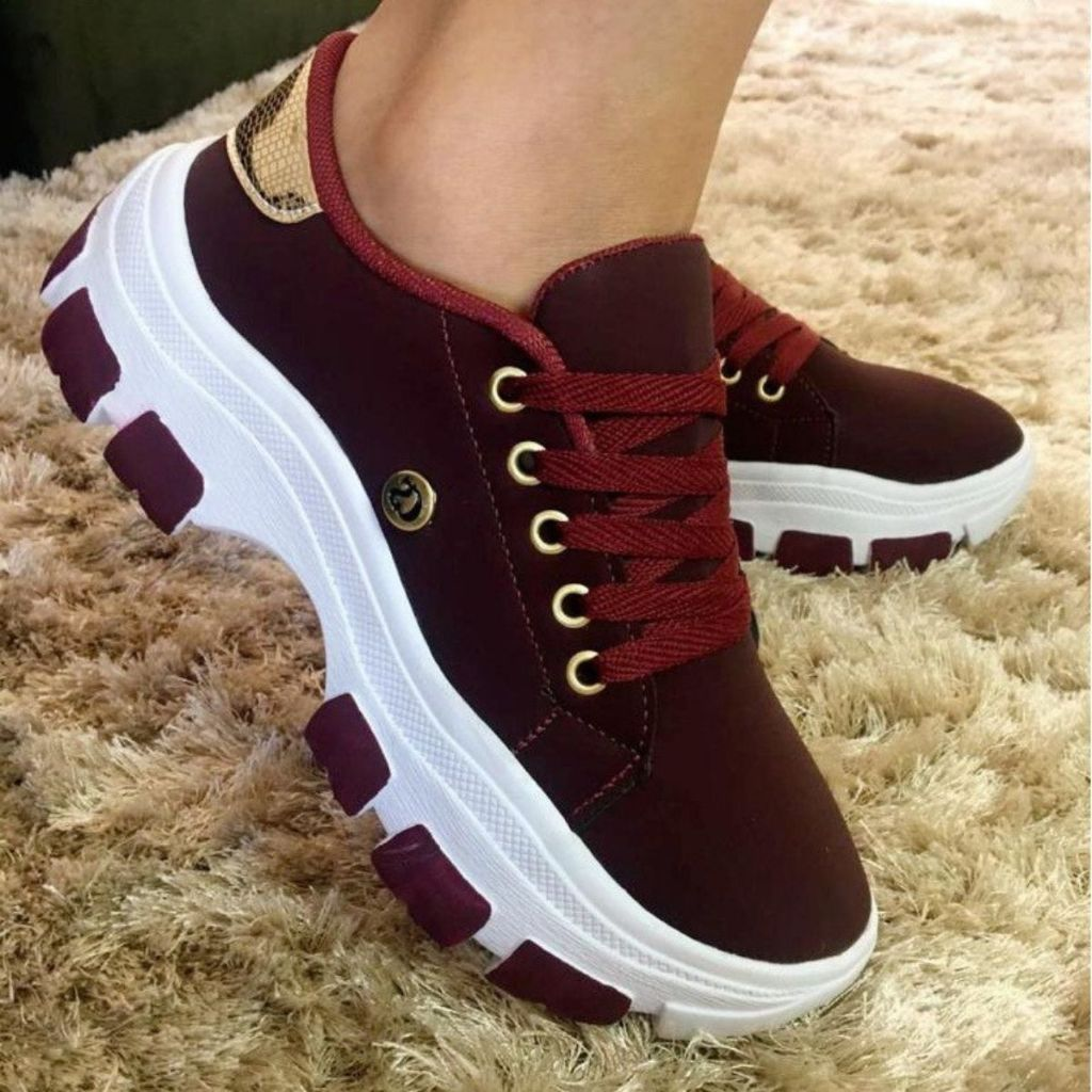 Tênis Feminino Plataforma Casual Leve Confortável Casual Envio Imediato