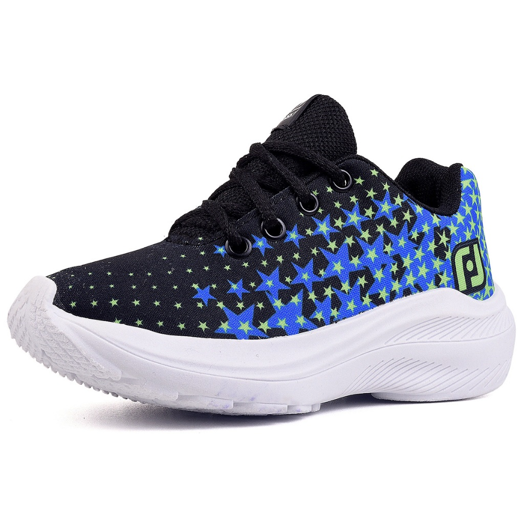 Tenis Infantil Meninos Casual Preto Escolar Confortavel Calce Facil