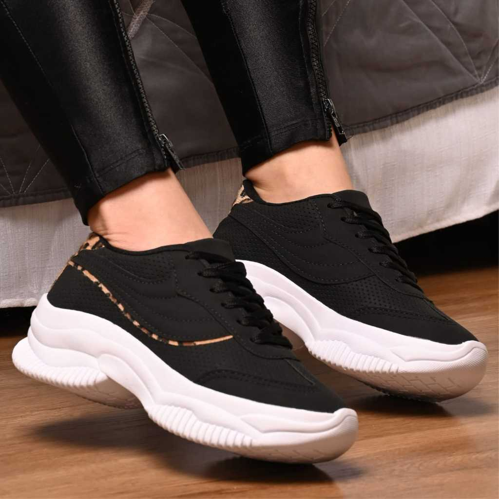 Tênis Plataforma Casual Feminino Conforto Novidade do Momento