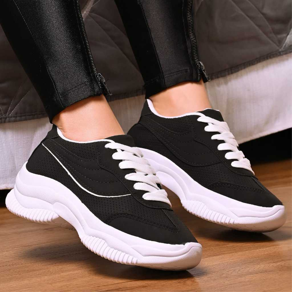Tênis Plataforma Casual Feminino Conforto Novidade do Momento