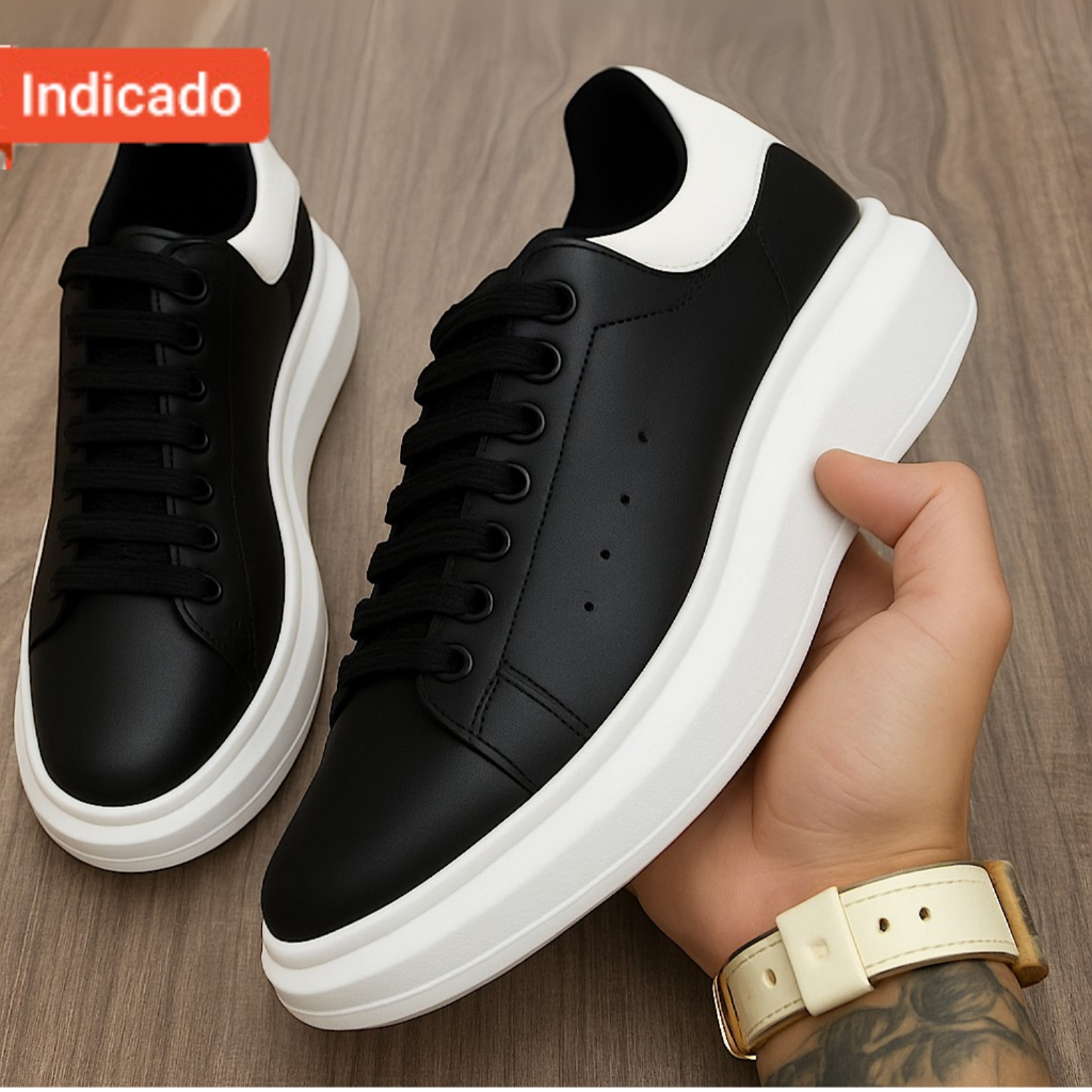 Sapatenis Casual Masculino Sneaker Sola Alta Macio Chunky Confortável Estiloso Sola Oversize Lanç