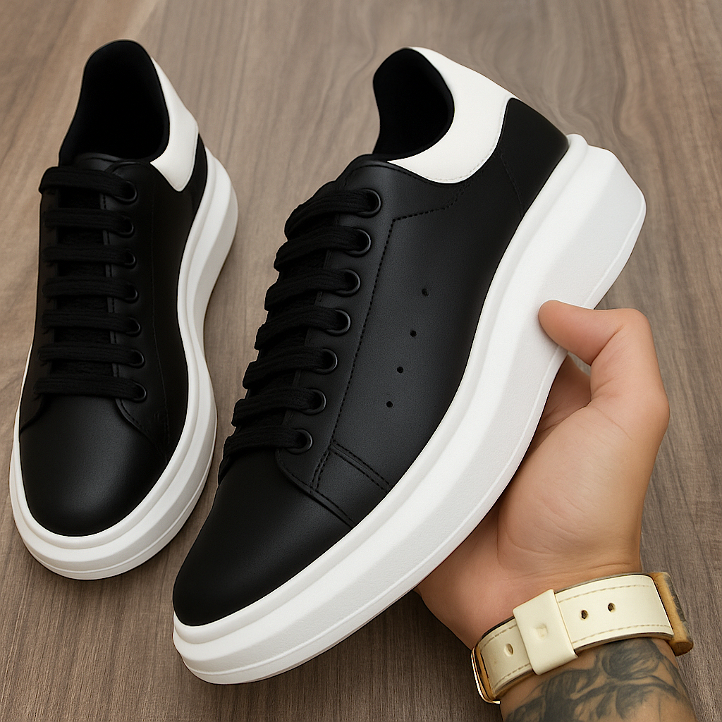 Sapatenis Casual Masculino Sneaker Sola Alta Macio Chunky Confortável Estiloso Sola Oversize Lanç