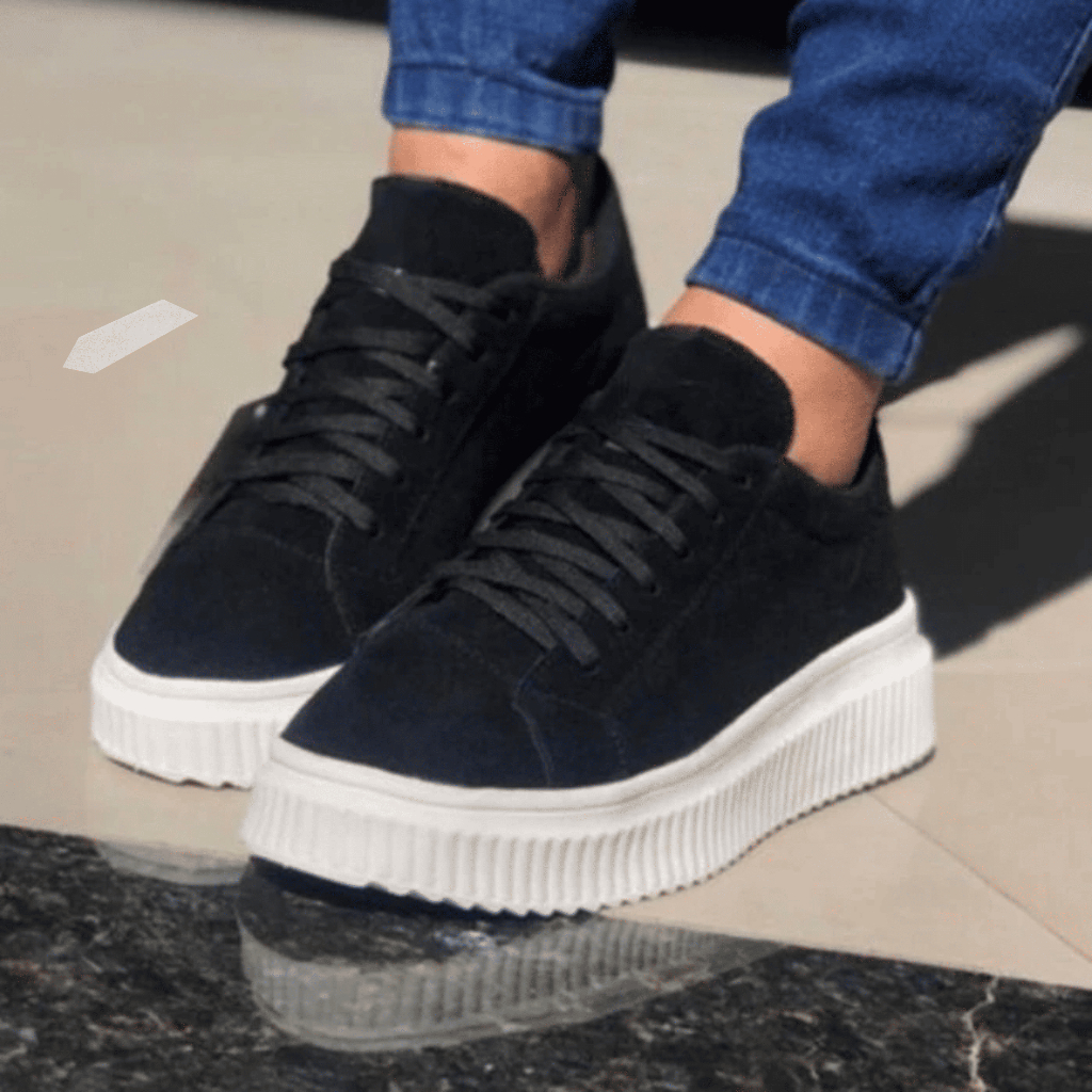 Tenis Camurça Plataforma Dia A Dia Moda Feminina