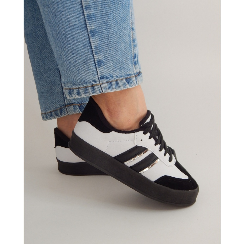 Tênis Feminino Moda Blogueira Sola Alta Casual Couro Luxo Casual Confortável Feminino