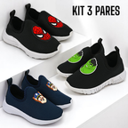 Kit 3 Pares Tênis Calce Fácil Infantil Menino