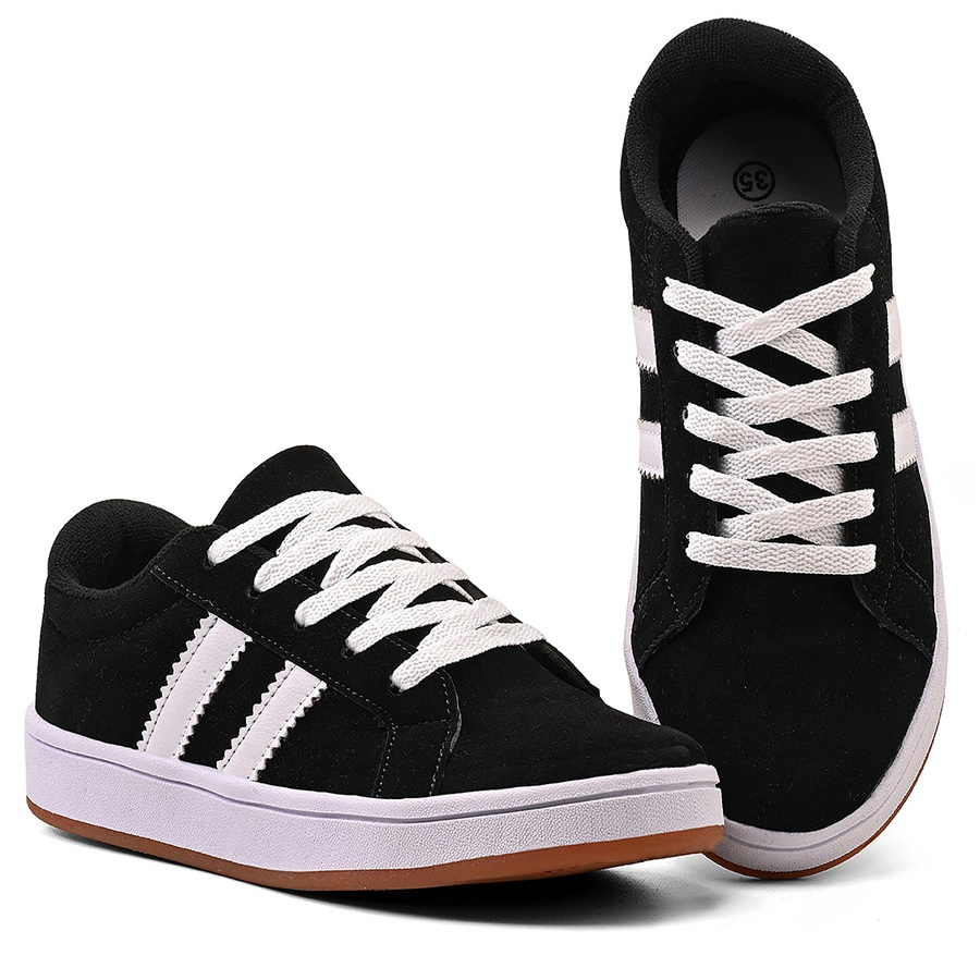 Tênis Feminino Casual em Camurça Leve e Confortavel