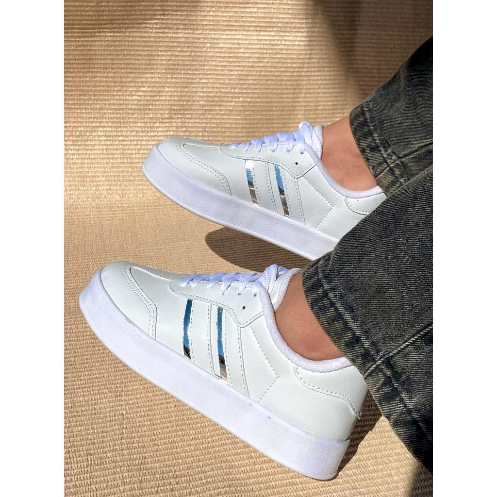 Tênis Feminino Moda Blogueira Sola Alta Casual Couro Luxo Casual Confortável Feminino