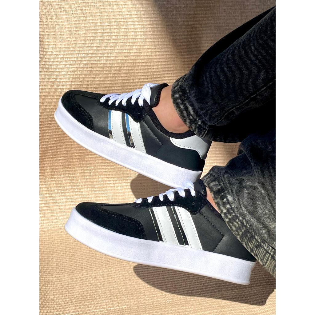 Tênis Feminino Moda Blogueira Sola Alta Casual Couro Luxo Casual Confortável Feminino