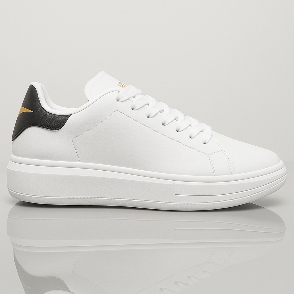 Tênis Masculino E Feminino Casual Branco Preto Couro Sintético Confortável Na Moda