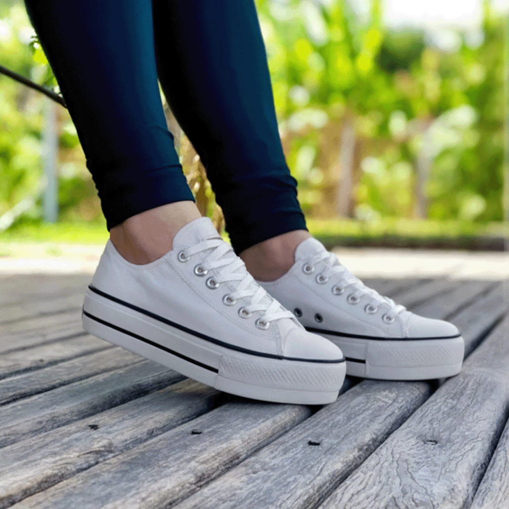 Tênis Plataforma Feminino Couro ou Tecido Casual Clássico Retrô Dia a Dia