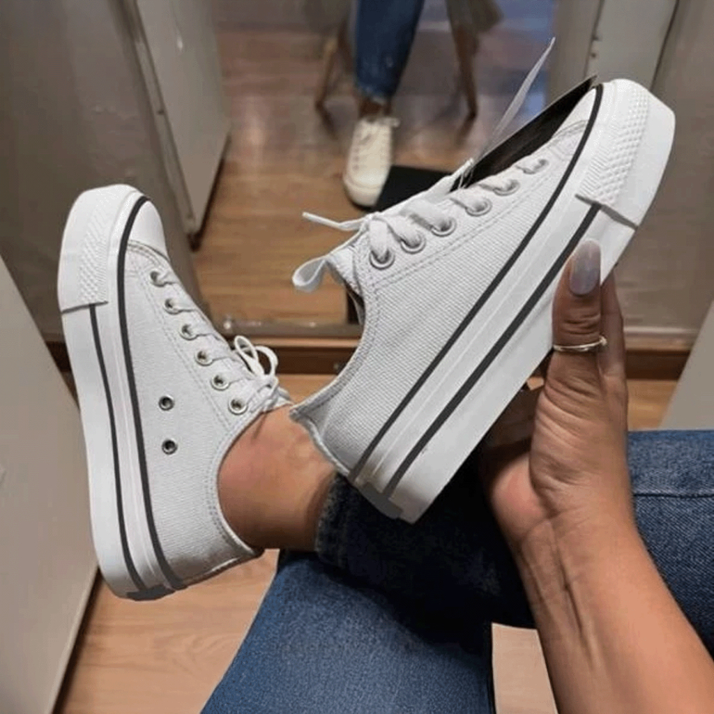 Tênis Plataforma Feminino Couro ou Tecido Casual Clássico Retrô Dia a Dia