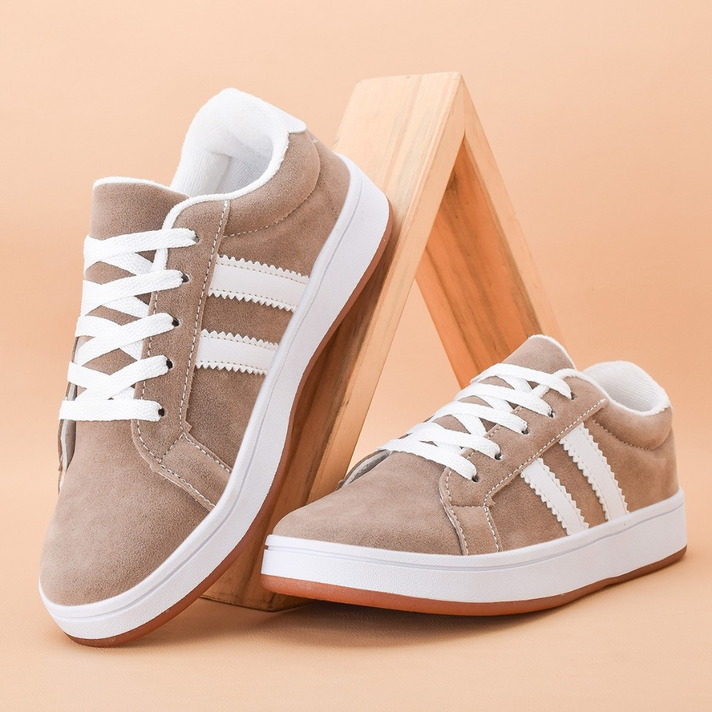 Tênis Feminino Casual em Camurça Leve e Confortavel