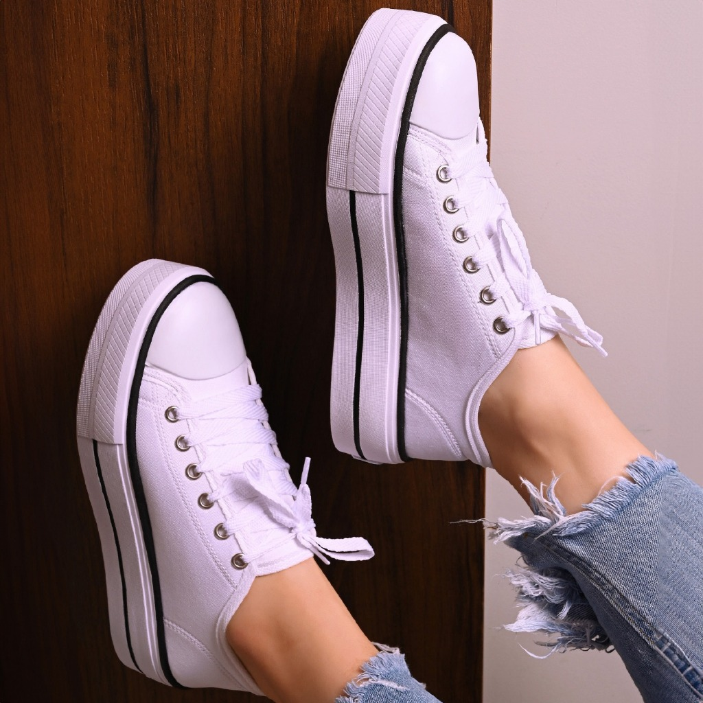 Tênis Plataforma Casual Feminino Moda Retro Lançamento Dia a Dia