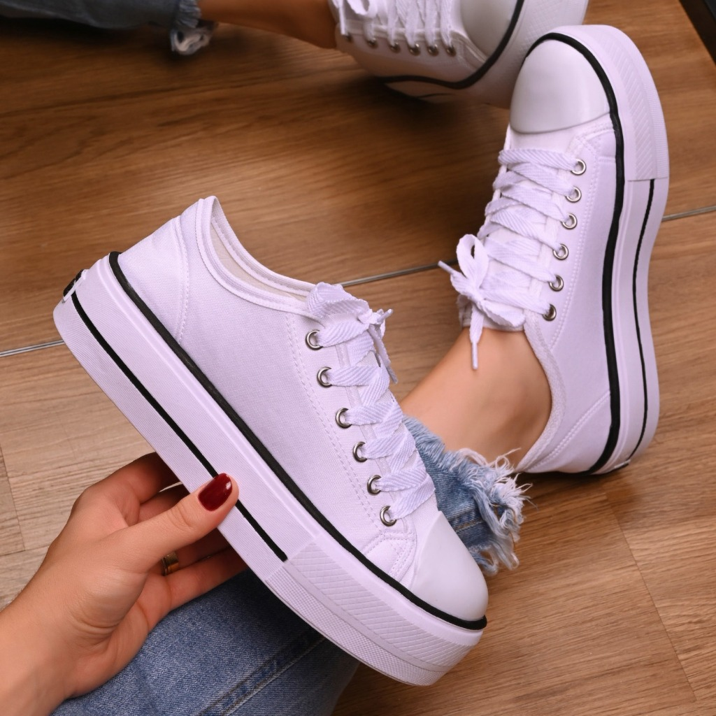 Tênis Plataforma Casual Feminino Moda Retro Lançamento Dia a Dia