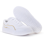Tenis Branco Casual Sapato Feminino Confortavel Estiloso Tendencia Moda Feminina Conforto Macio