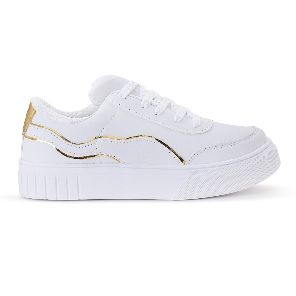 Tenis Branco Casual Sapato Feminino Confortavel Estiloso Tendencia Moda Feminina Conforto Macio