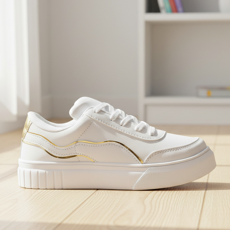 Tenis Branco Casual Sapato Feminino Confortavel Estiloso Tendencia Moda Feminina Conforto Macio