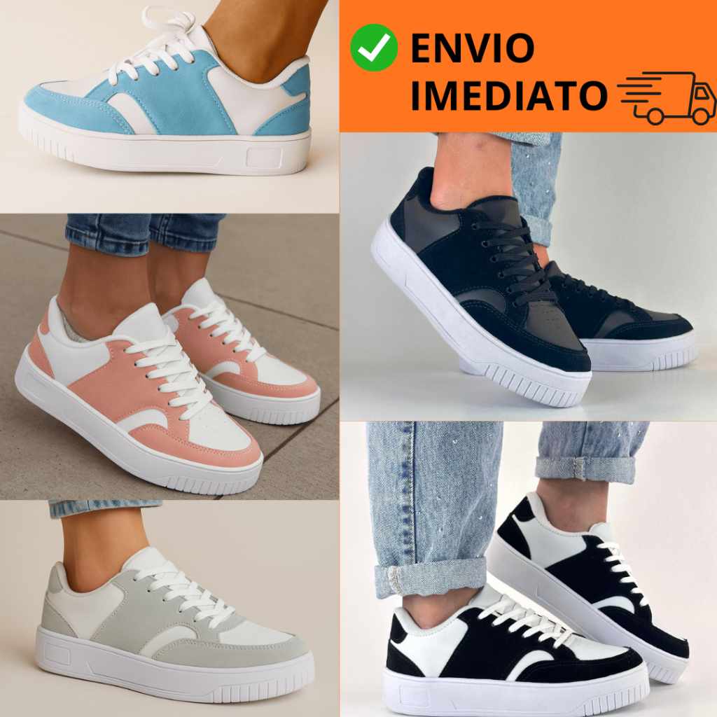 Tênis New Casual Feminino ENVIO IMEDIATO✅ Macio Preto Rosa Azul Cinza Academia Leve Confortável
