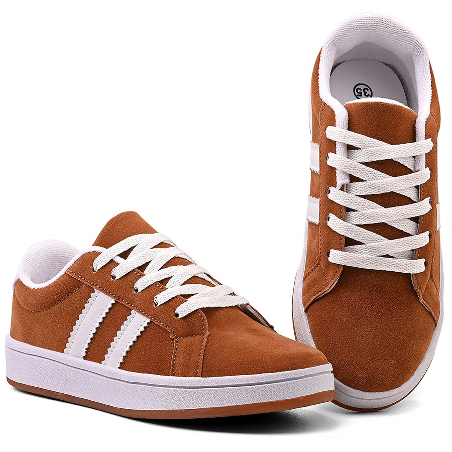 Tênis Feminino Casual em Camurça Leve e Confortavel