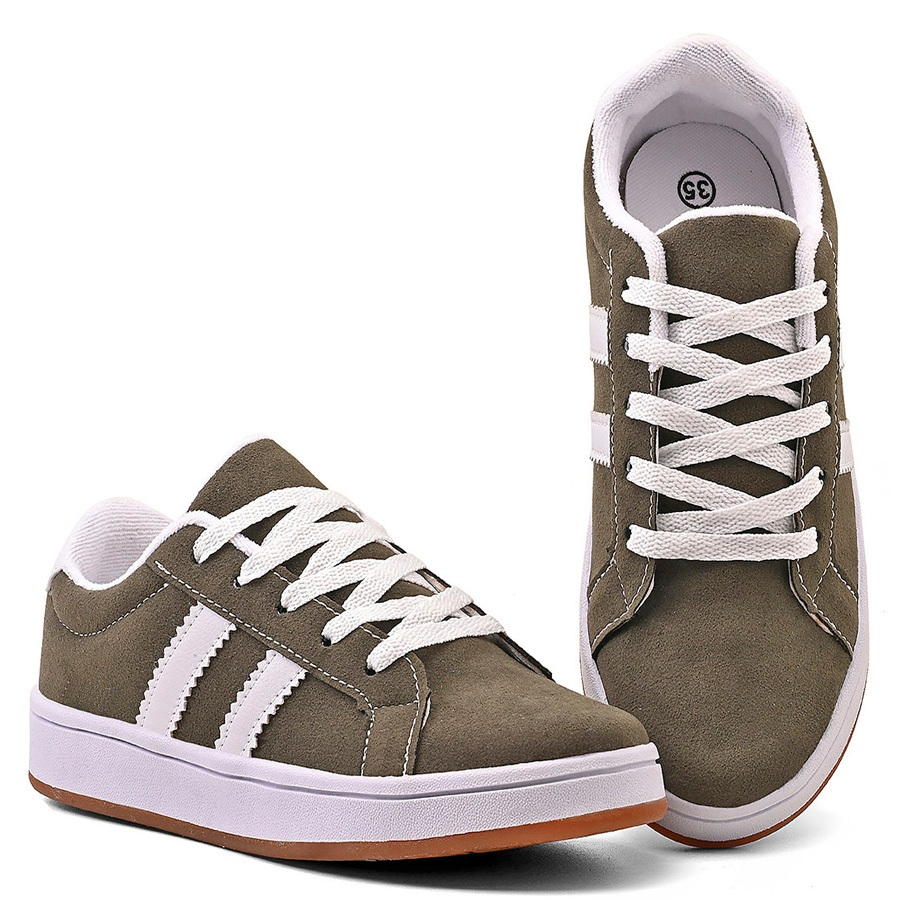 Tênis Feminino Casual em Camurça Leve e Confortavel