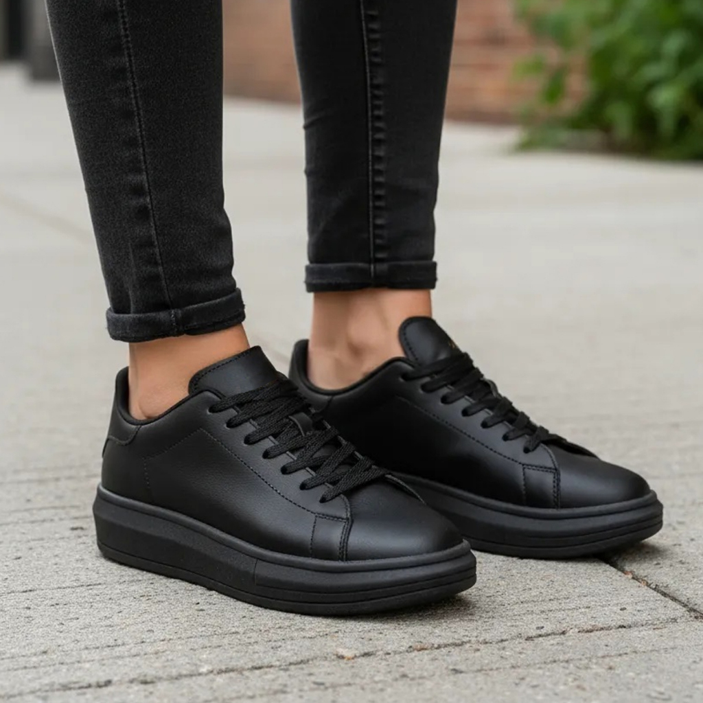 Tênis Masculino E Feminino Casual Branco Preto Couro Sintético Confortável Na Moda