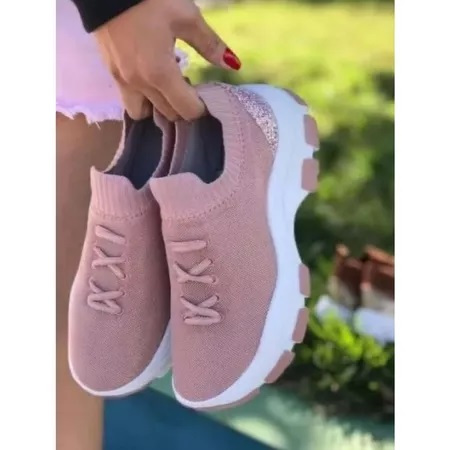 Tênis Feminino Meia Chunky Plataforma Confortável Com Cadarço