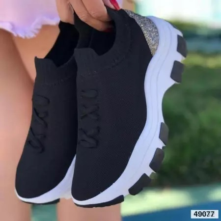 Tênis Feminino Meia Chunky Plataforma Confortável Com Cadarço