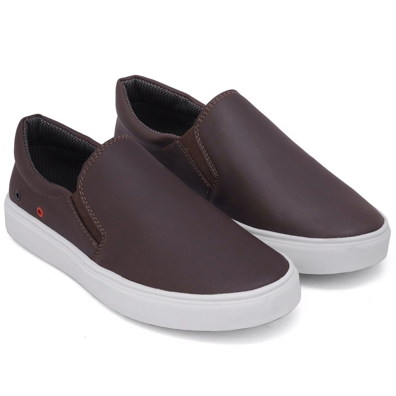 Tênis Sapatênis Iate Original Slip on Calce Fácil Hype Shoes Com Ilhós - Café - Unissex