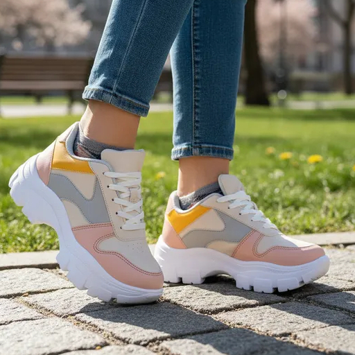 Tênis Plataforma Feminino Chunky Casual Solado Tratorado Confortável