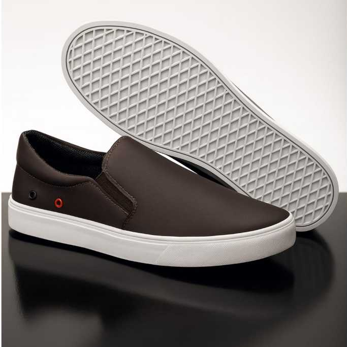 Tênis Sapatênis Iate Original Slip on Calce Fácil Hype Shoes Com Ilhós - Café - Unissex