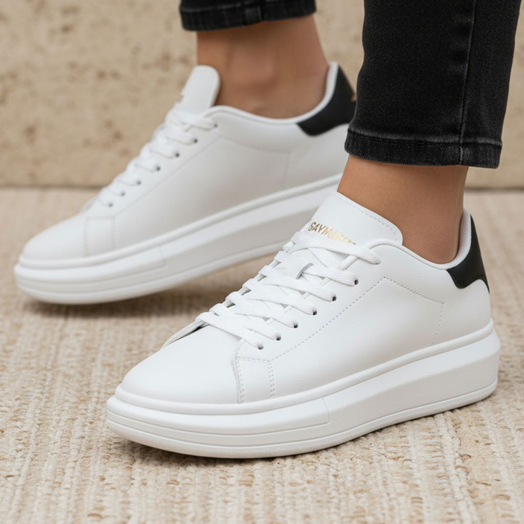 Tênis Masculino E Feminino Casual Branco Preto Couro Sintético Confortável Na Moda