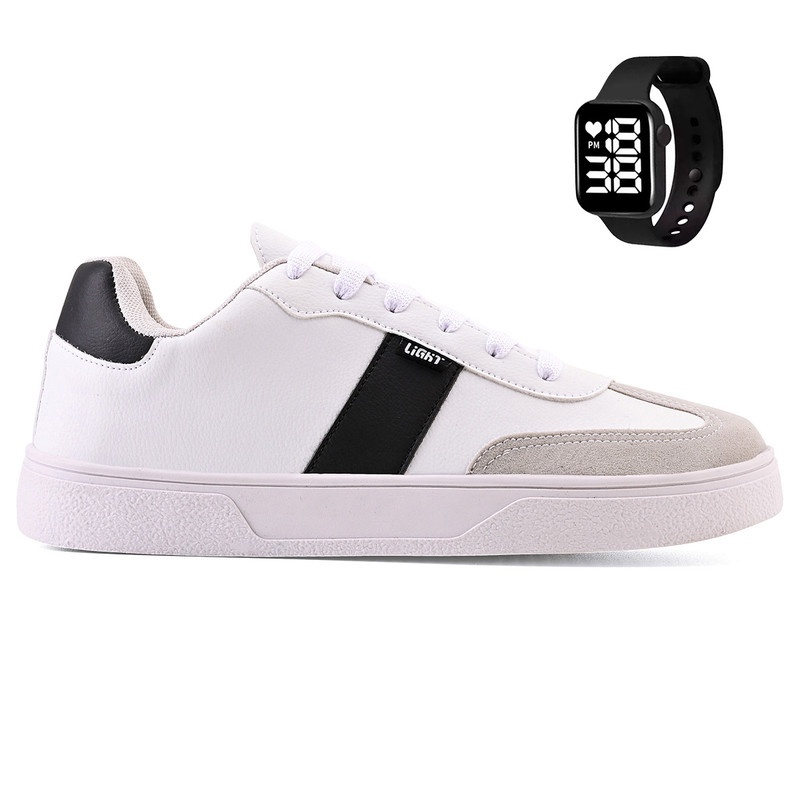 Tenis Casual Masculino Adulto Classico Basico Light Original + Relogio Digital