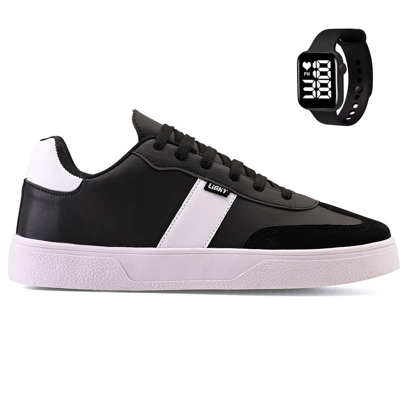 Tenis Casual Masculino Adulto Classico Basico Light Original + Relogio Digital