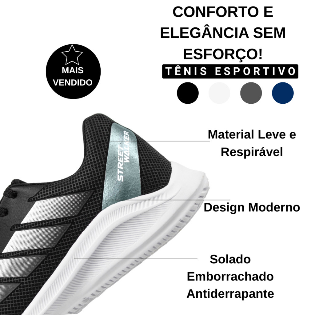 Tênis Masculino Esportivo Leve Corrida Caminhada Academia Street Walker 37 ao 44 Envio Imediato