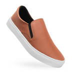 Tenis Slip On Iate Casual Caramelo Sapatenis Sem Cadarço Moderno Leve Macio Confortavel + Relógio